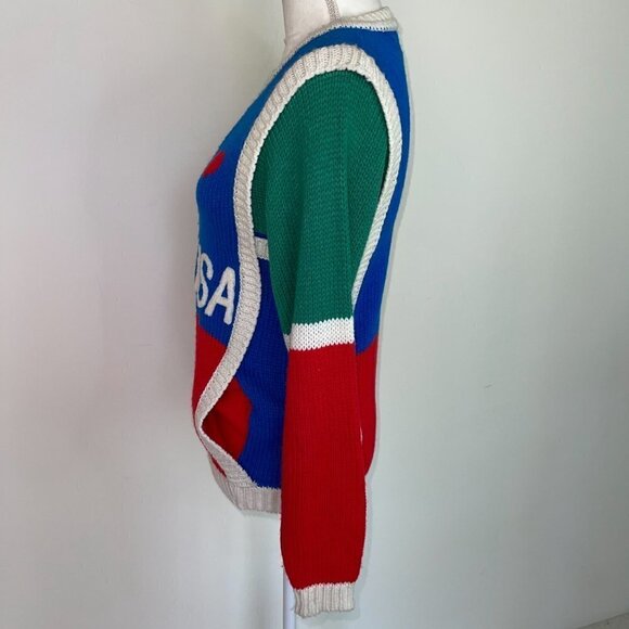 Eclipse Sweater Womens Size Large L Vintage Zip Front USA Logo Applique Acrylic - Picture 3 of 10